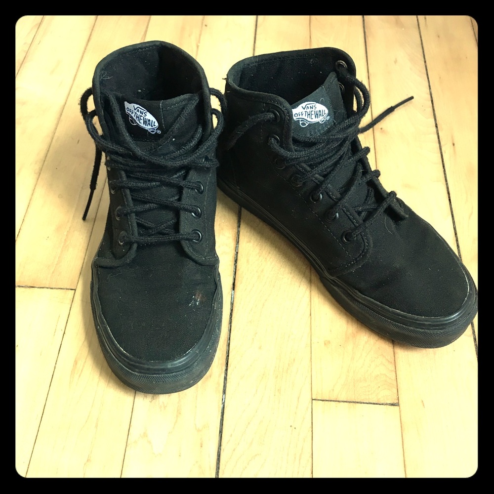All black vans mid tops size 6